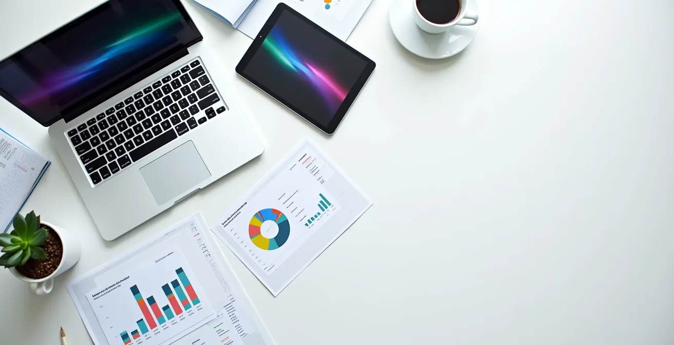 Bureau de développeur avec écrans montrant des analyses de performance mobile