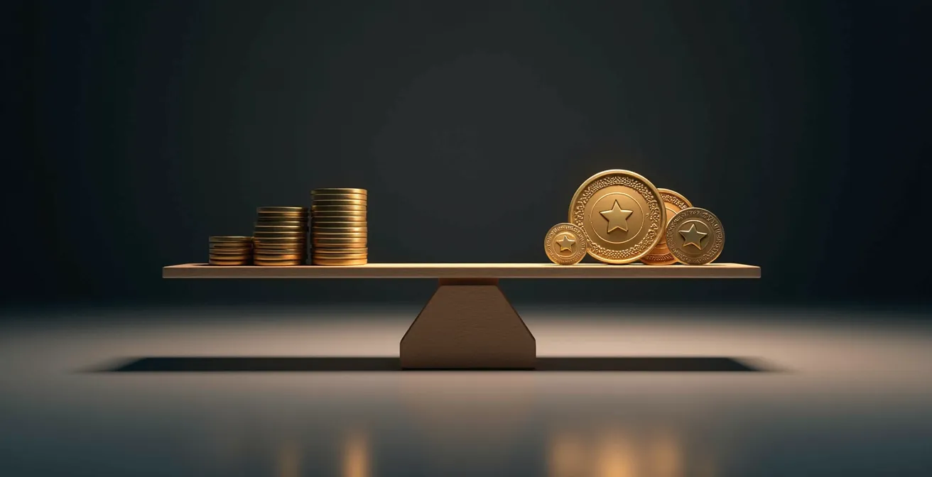 Visualisation métaphorique du Quality Score influençant le coût des clics publicitaires