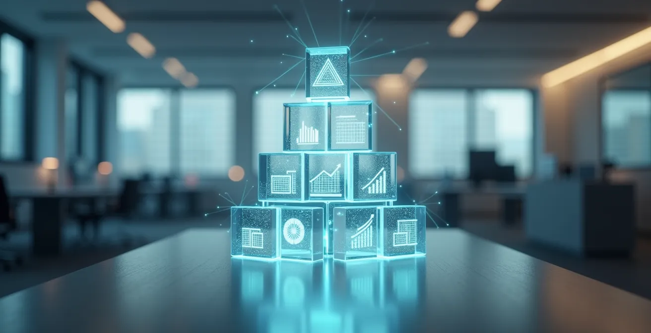 Représentation visuelle de la pyramide des objectifs avec interconnexions entre niveaux stratégiques