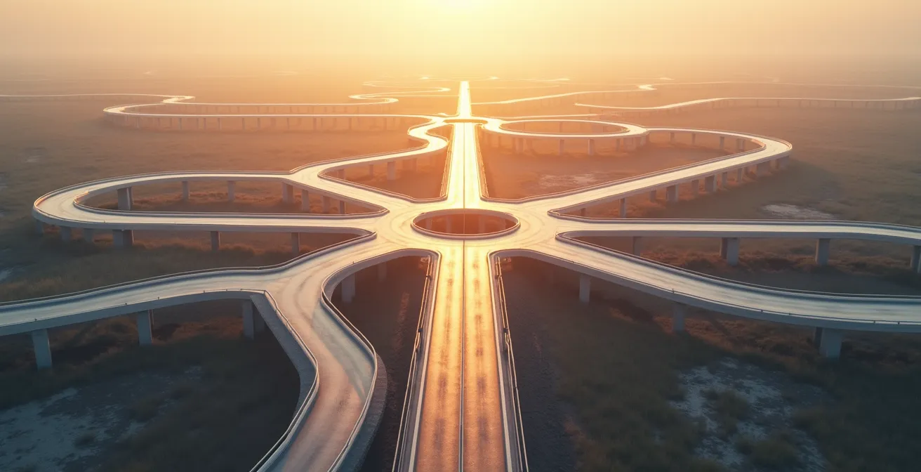 Visualisation métaphorique du fichier robots.txt comme système de signalisation routière pour Google