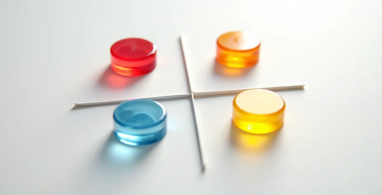 Graphique quadrant montrant la matrice impact-effort avec des marqueurs colorés