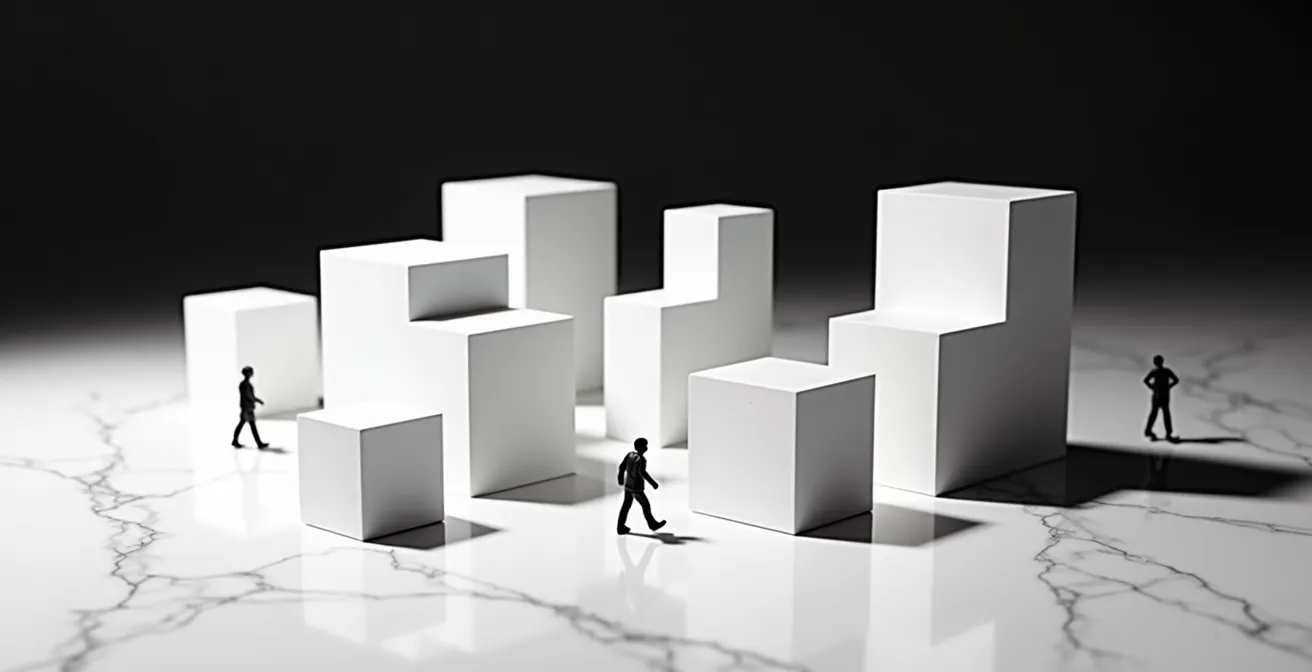 Architecture de menu organisée par besoins utilisateurs avec différents niveaux de navigation visibles