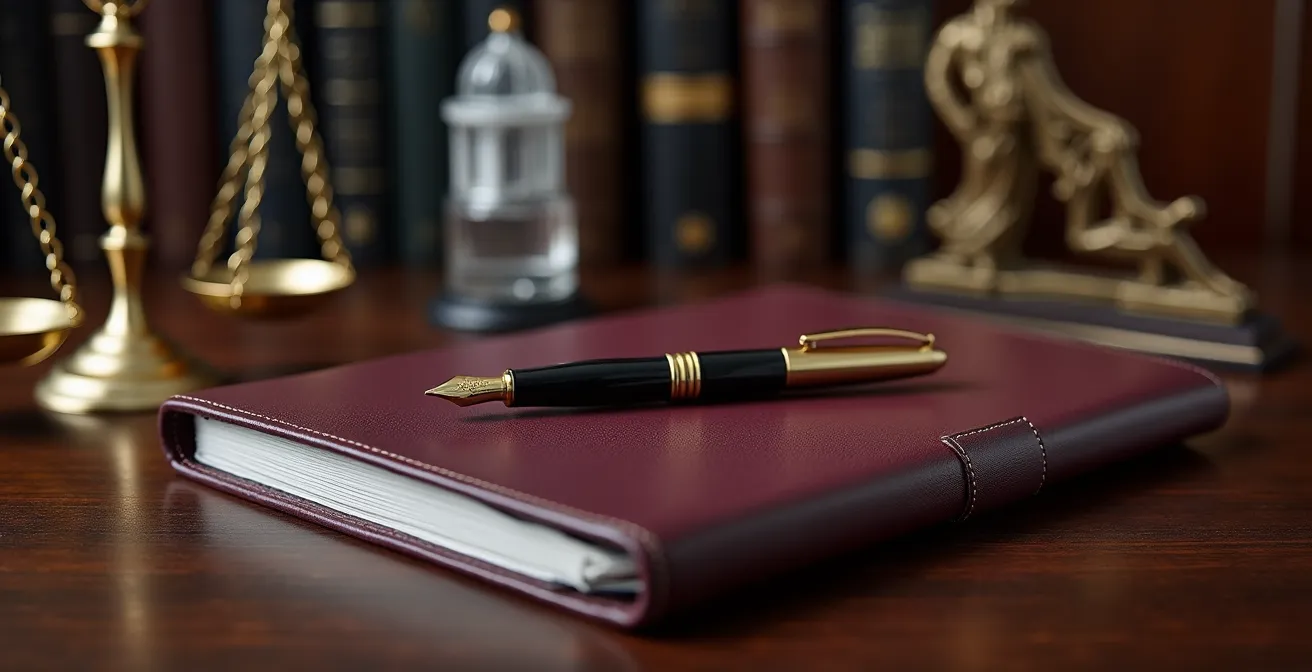 Vue détaillée d'un bureau professionnel montrant des éléments de confiance et d'autorité pour une page À propos