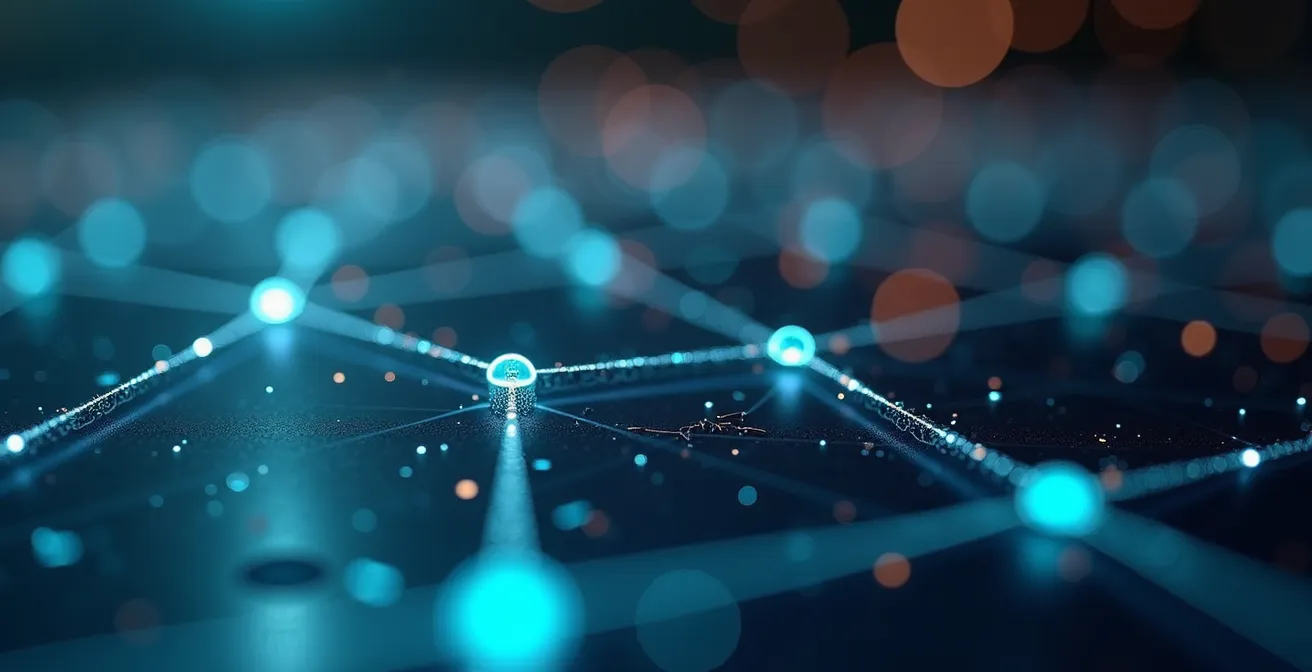 Vue macro d'une structure d'URL et chemins de navigation sur écran abstrait