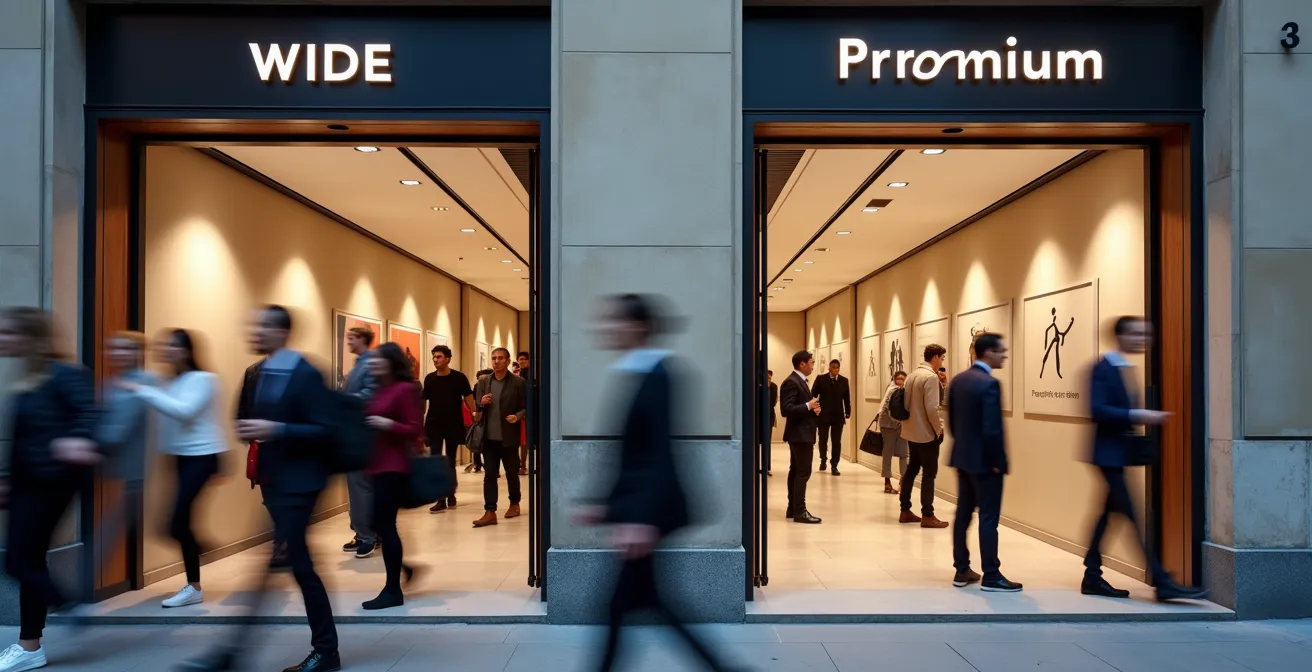 Métaphore visuelle du filtrage d'audience par les titres qualifiants