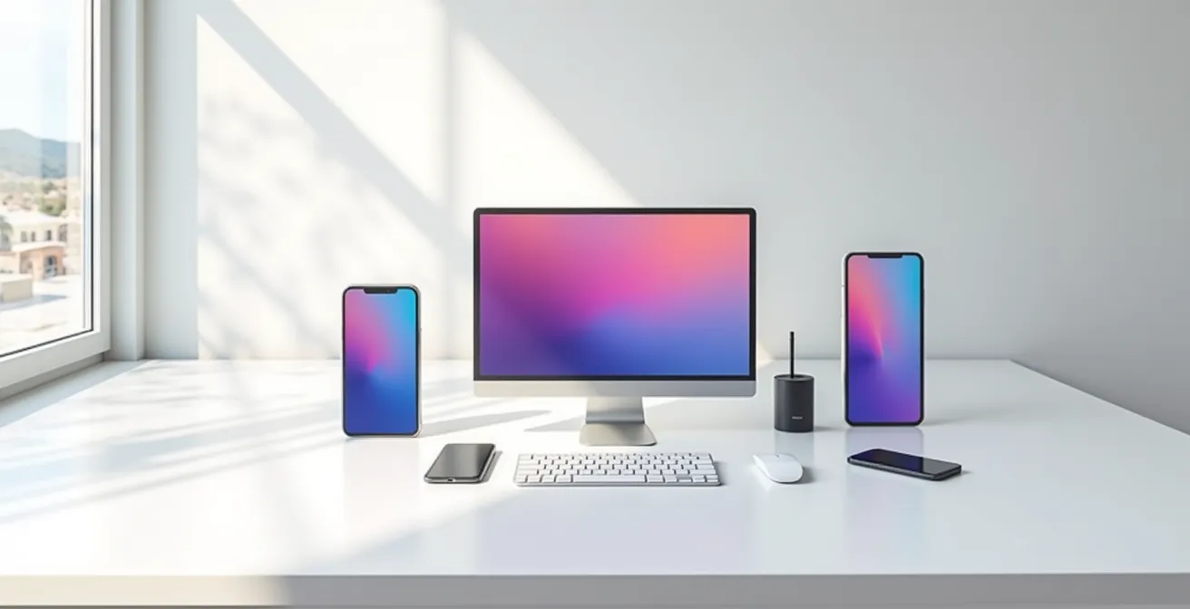 Environnement mobile minimaliste montrant l'adaptation responsive